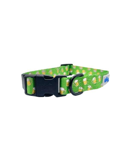 Green Beer - Cutie Ties Fun Design Dog Collar - Medium