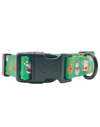 Christmas Festive Green - Cutie Ties Fun Design Dog Collar - Medium