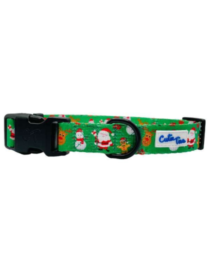 Christmas Festive Green - Cutie Ties Fun Design Dog Collar - Small