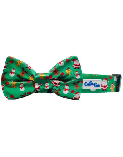 Christmas Festive Green - Cutie Ties Fun Design Dog Collar - Small