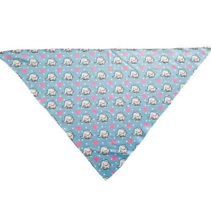 Elephant Love Blue - Cutie Ties Tie On Dog Bandana - Large