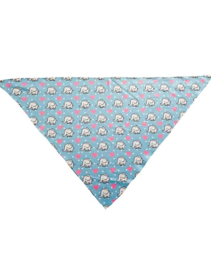 Elephant Love Blue - Cutie Ties Tie On Dog Bandana - Large