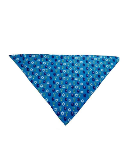 Hanukkah Blue Dreidel - Cutie Ties Tie On Dog Bandana - Small