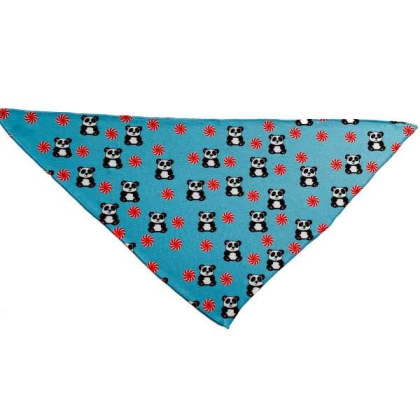 Peppermint Panda Blue - Cutie Ties Tie On Dog Bandana - Small