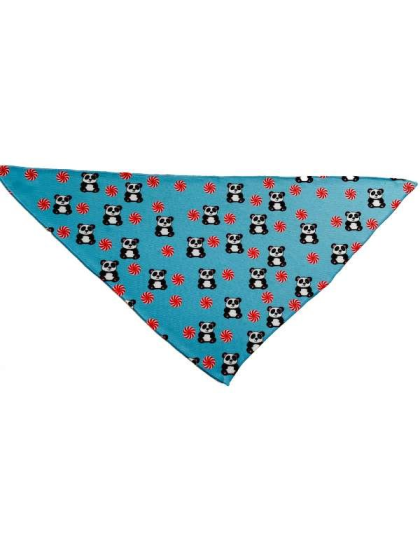 Peppermint Panda Blue - Cutie Ties Tie On Dog Bandana - Small