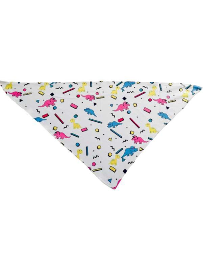 Dino Doggy White - Cutie Ties Tie On Dog Bandana - Small