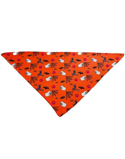 Spooky Halloween Orange - Cutie Ties Tie On Dog Bandana - Small