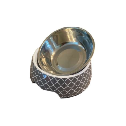 Modern Gray - Cutie Ties Dog Bowl - Medium