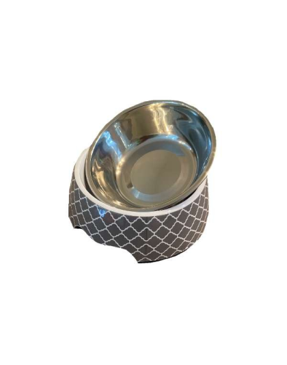 Modern Gray - Cutie Ties Dog Bowl - Medium