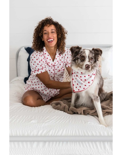 Seersucker Dots - Buddy Dog Bandana - L