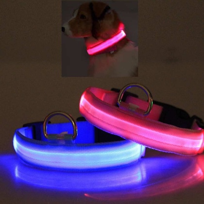 Blue - LED PET Safety Halo Style Collar - Medium