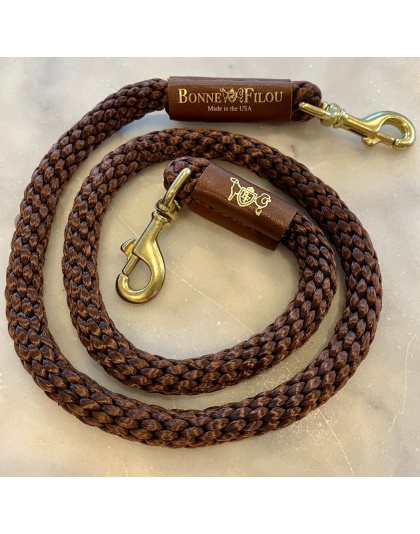 Brown w/ Brown Leather Sleeve - Rope Leash