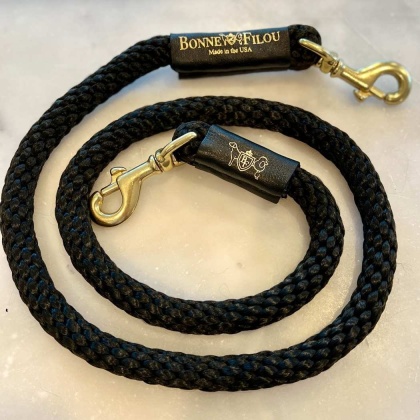 Black w/ Black Leather Sleevee - Rope Leash