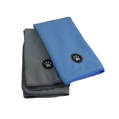 Blue + Gray - Pet Microfiber Towel Set (2 Pieces)