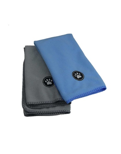 Blue + Gray - Pet Microfiber Towel Set (2 Pieces)