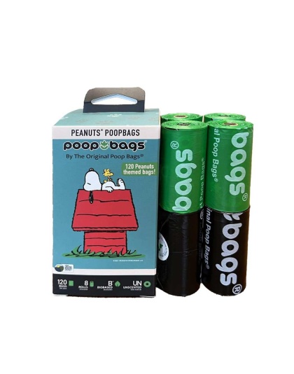 BLACK/GREEN - USDA Biobased Peanuts Unscented Leash Rolls - 20 Bags