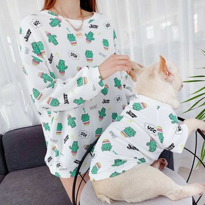 White - Green Dinosaur - Matching Pet and Owner Clothing Set -   4XL