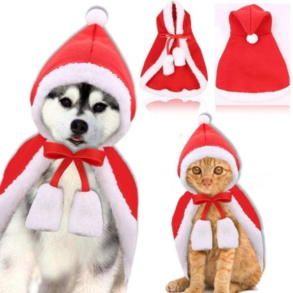 Red/White - Merry Christmas Pets Whole Costume set -  Large