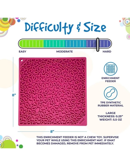 Pink - Flower Power Design eMat Enrichment Lick Mat  - Small