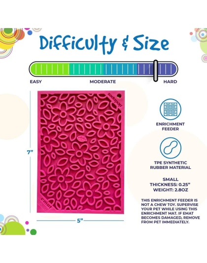 Pink - Flower Power Design eMat Enrichment Lick Mat  - Small