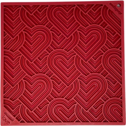 Red - Heart Design "Love" eMat Enrichment Lick Mat - Large