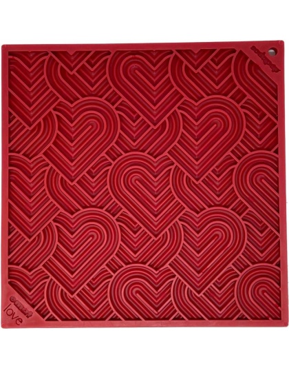 Red - Heart Design "Love" eMat Enrichment Lick Mat - Large