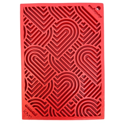 Red - Heart Design "Love" eMat Enrichment Lick Mat - Small