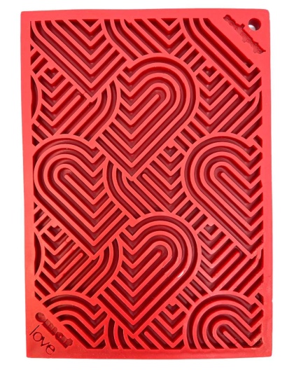 Red - Heart Design "Love" eMat Enrichment Lick Mat - Small