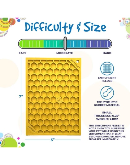 Yellow - Honeycomb Design Emat Enrichment Lick Mat - Large