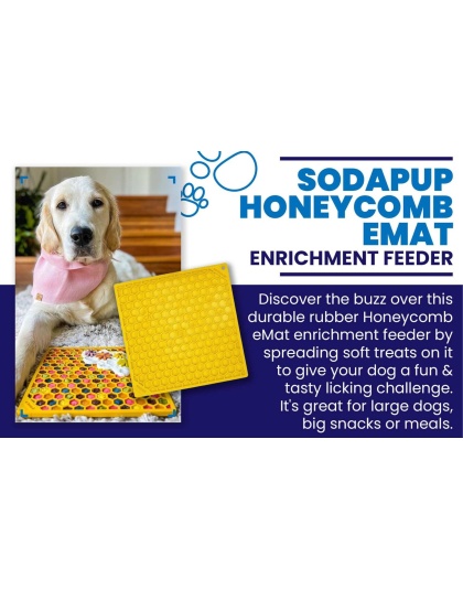 Yellow - Honeycomb Design Emat Enrichment Lick Mat - Large