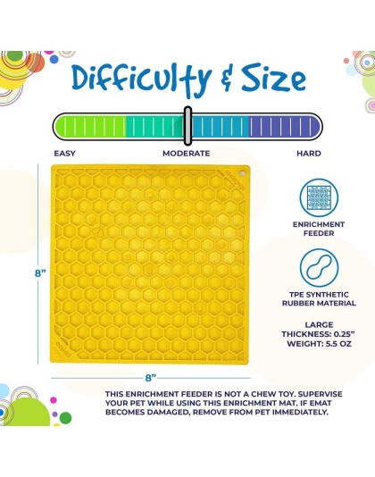 Yellow - Honeycomb Design Emat Enrichment Lick Mat - Small