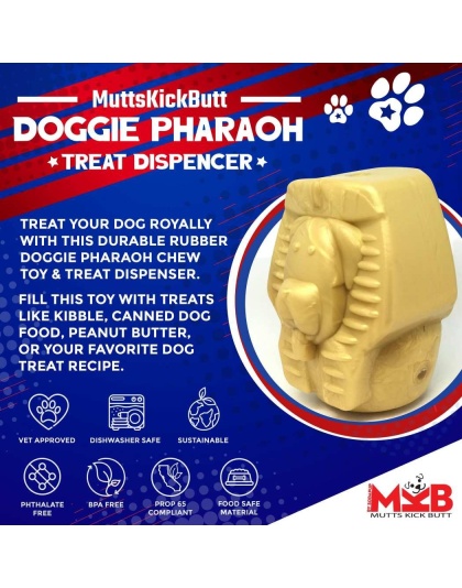 Gold - MKB Doggie Pharaoh Durable Chew Toy & Treat Dispenser - Large