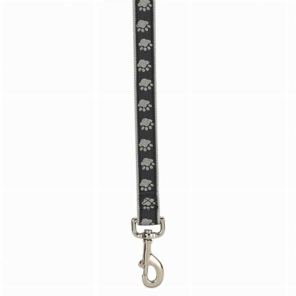 Black - CC TwoTone Pawprint Lead 4Ftx5/8In Blk - 4ftx5/8in