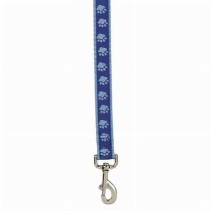 Blue - CC TwoTone Pawprint Lead 6Ftx1In Blu - 6ftx1in