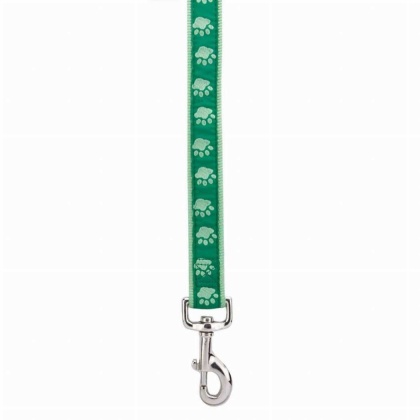 Green - CC TwoTone Pawprint Lead 6Ftx1In Grn - 6ftx1in