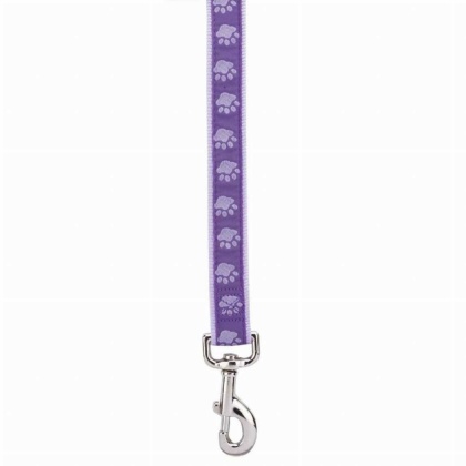 Purple - CC TwoTone Pawprint Lead 6Ftx1In Pur - 6ftx1in