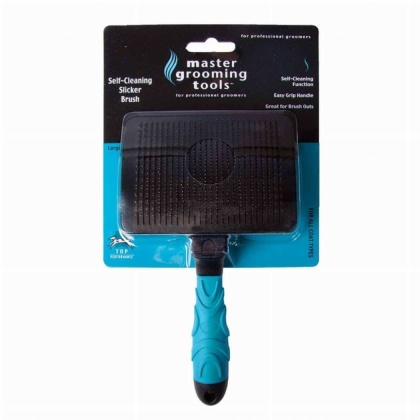 Blue - MGT Self-cleaning slicker brush L Blu - Large