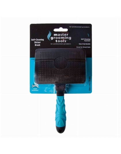 Blue - MGT Self-cleaning slicker brush L Blu - Large