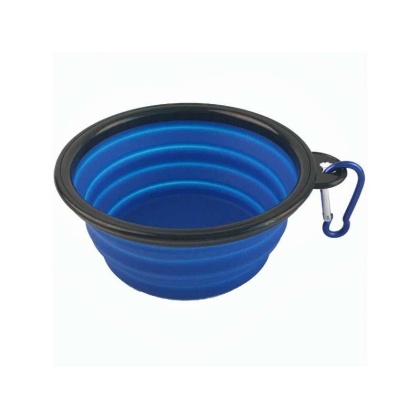 Single Blue Silicone Collapsible Travel Bowl - 12oz