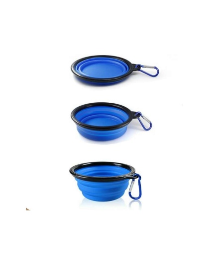 Single Blue Silicone Collapsible Travel Bowl - 12oz