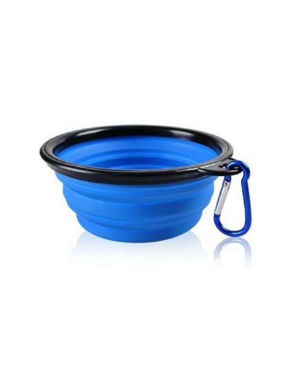 Single Blue Silicone Collapsible Travel Bowl - 12oz