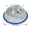 Etched Stainless Steel Dog Bowls with Blue Silicone Base