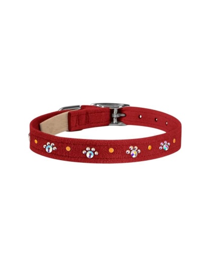 Red - Susan Lanci Designs Crystal Paws Collar - Large