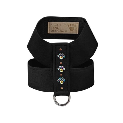 Black - Susan Lanci Designs Crystal Paws Tinkie Harness - XS