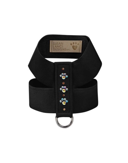 Black - Susan Lanci Designs Crystal Paws Tinkie Harness - XS