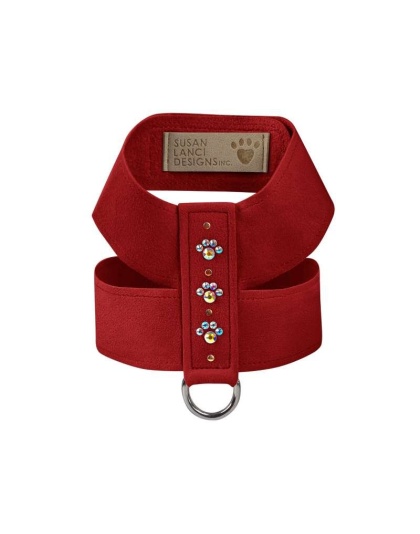 Red - Susan Lanci Designs Crystal Paws Tinkie Harness - Large