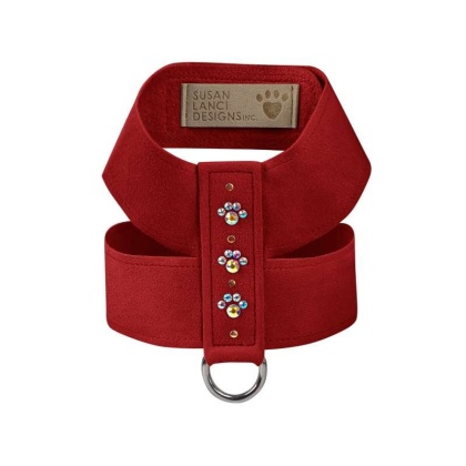 Red - Susan Lanci Designs Crystal Paws Tinkie Harness - XL