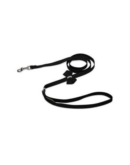 Black - Susan Lanci Designs Nouveau Bow Leash - 4 FT