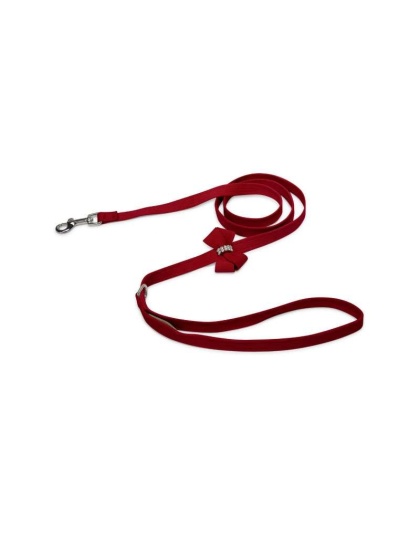 Red - Susan Lanci Designs Nouveau Bow Leash - 4 FT