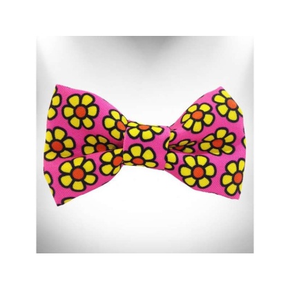 Yellow  - Daisies Doggie Bow Tie - Small 4"x 2"